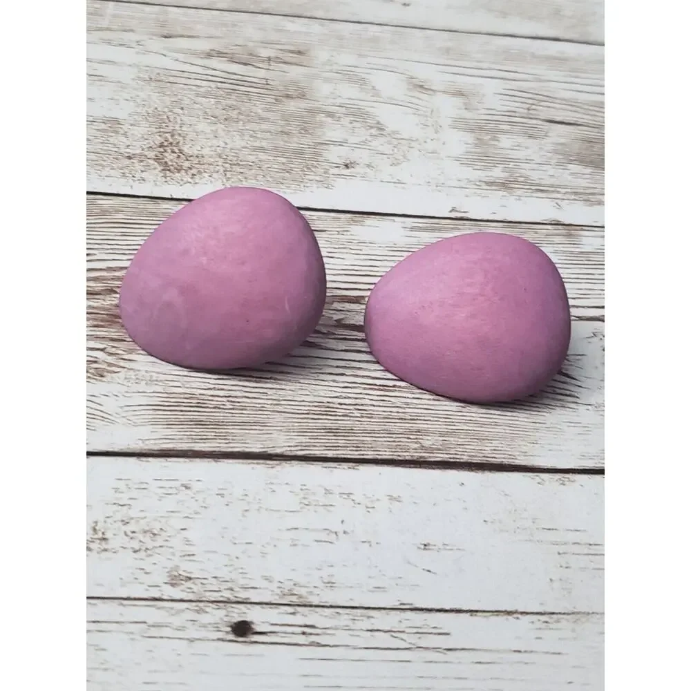 Vintage Clip On Earrings - Large Egg Shape Mauve Like Tone